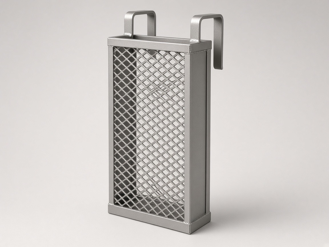Rectangular titanium anode basket, 2.5 × 6 × 18 in